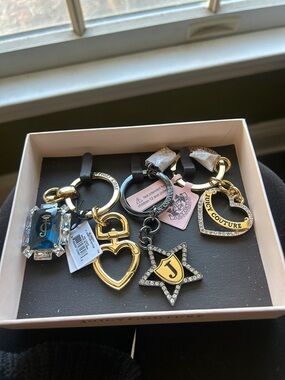 Juicy Couture Gold and Pink Charm Key & Card Holder Set